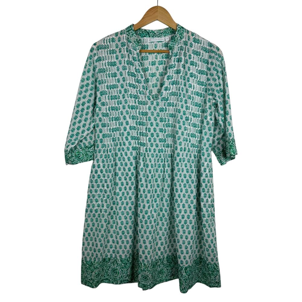 House of Pom Womens Floral Mini Dress in Green Sz XS Sheer‎ Lightweight Boho